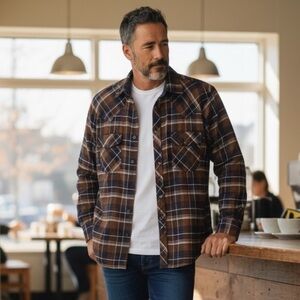 BF671 Vintage 70s Men’s Sears Roebucks Pearl Snap Button Down Shirt 16-16.5 L